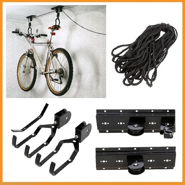 Bike Bicycle Lift Ceiling Mounted Hoist Storage Garage Iron Bike Hanger