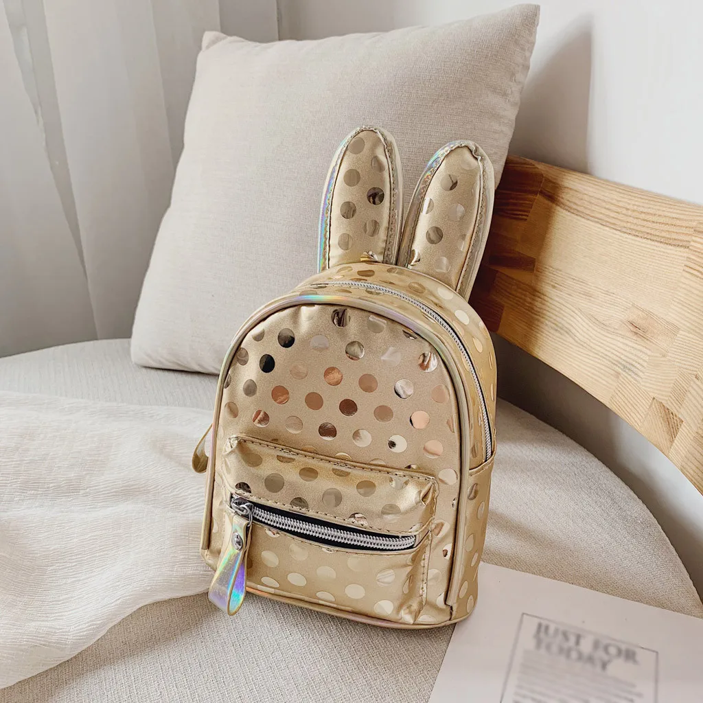 Повседневный Женский Детский рюкзак, сумка с кроличьими ушками, волнистый рюкзак для вещей, маленькие кожаные сумки для девочек, рюкзак для детей