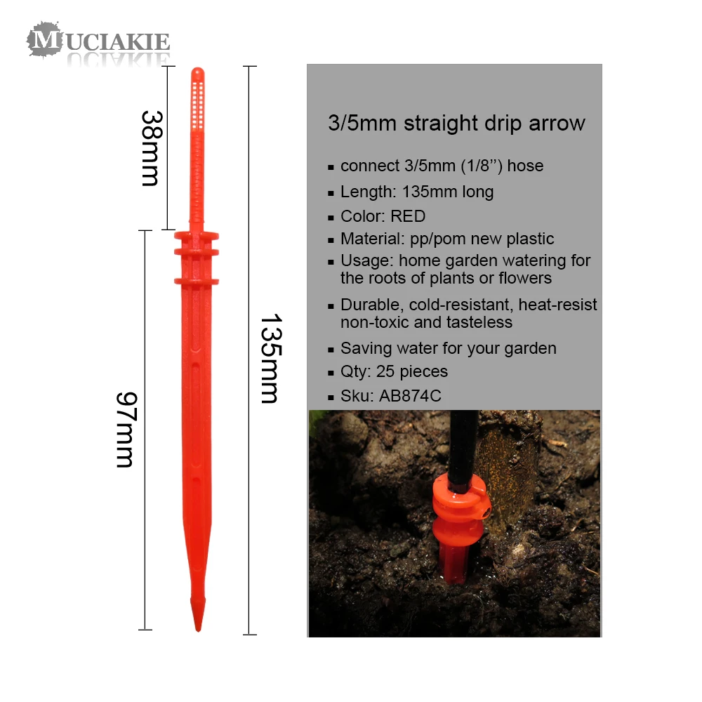 Billige MUCIAKIE 50M Micro Drip DIY Automatische Tropf Bewässerung System Gerade Gewächshaus Topf Pfeil 2L 4L 8L 4 Weg tropf Bewässerung kit