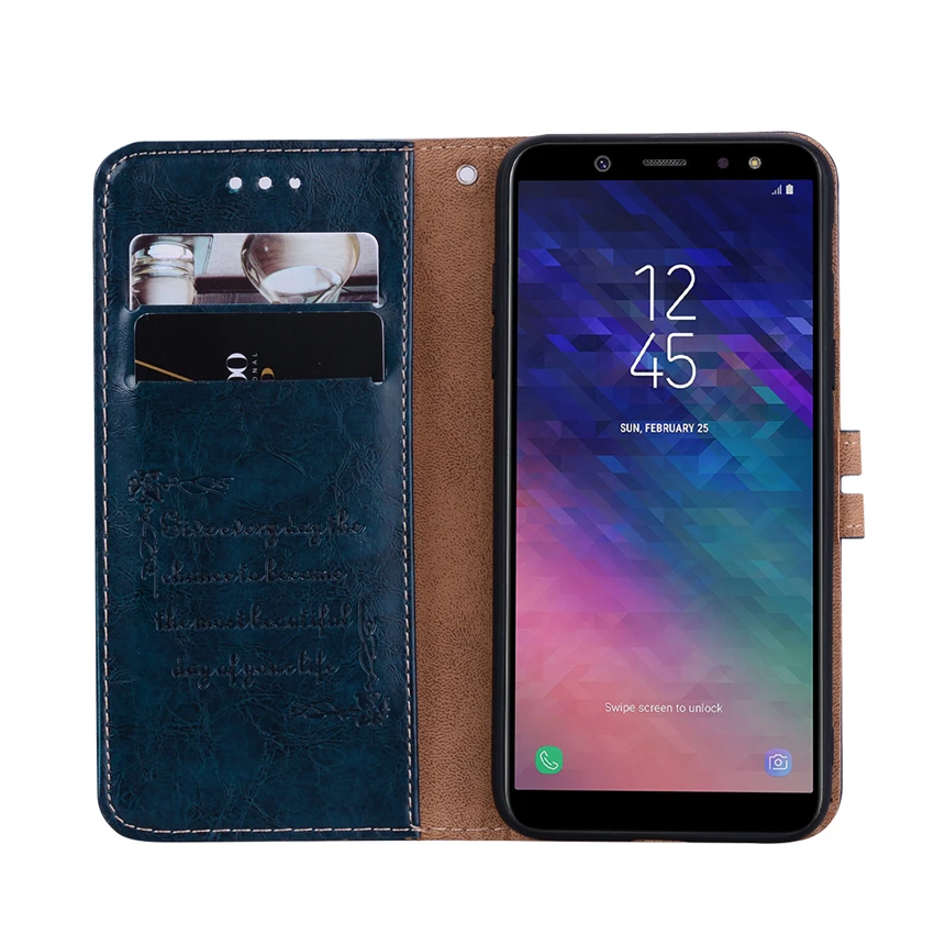 Кожаный чехол для Samsung Чехол книжка из материала под кожу Galaxy S7 edge S8 S9 A6 A7 A8 J8 J2 J6 J4