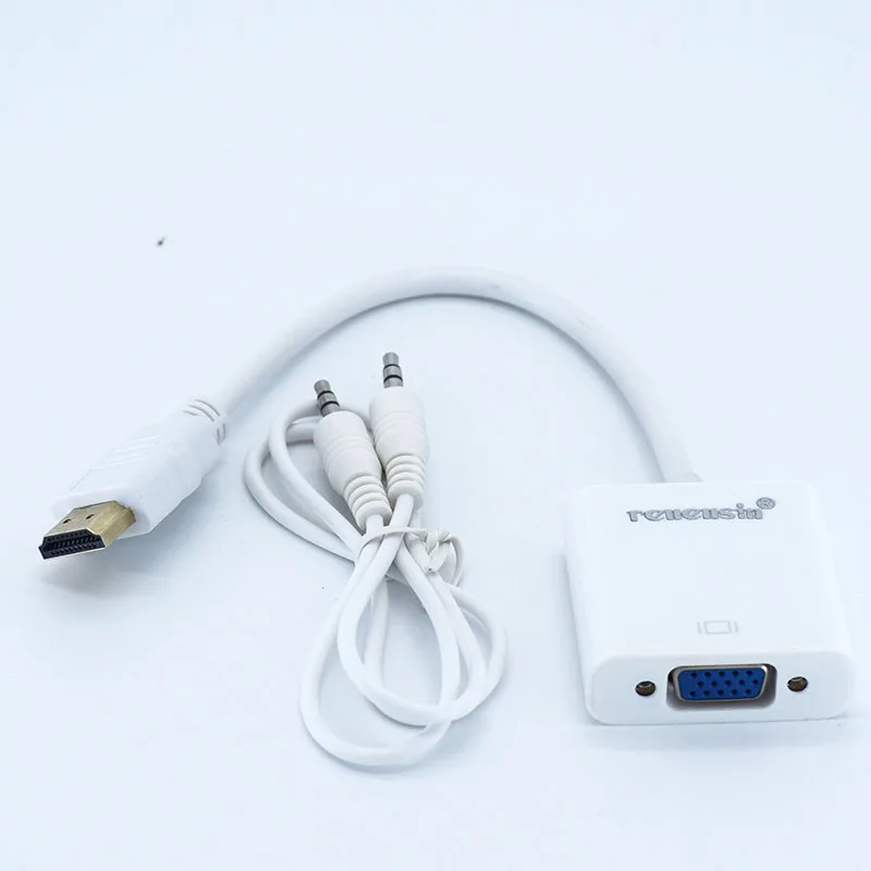 Renensi HDMI to VGA Adapter Male To Famale Video adaptor HDTV CRT Monitor TV for XBOX 360 PS3 PS4 3.5mm plug Audio Cable Adapter