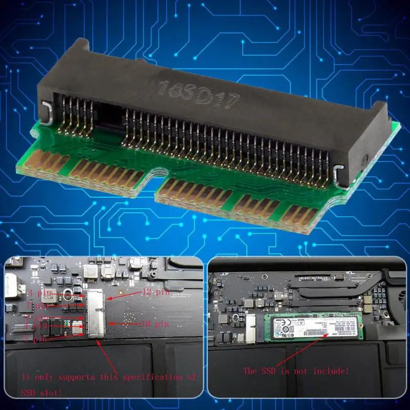 Новейшая высокоскоростная карта PCI E x4 M.2 NGFF SSD адаптер конвертер для Apple MacBook Air/Pro