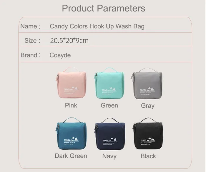 Candy Colors Travel Makeup Bag Waterproof Neceser Washing Women Cosmetic Bag Organizer Hanging Toiletry Bag Kit Storage Bags Men