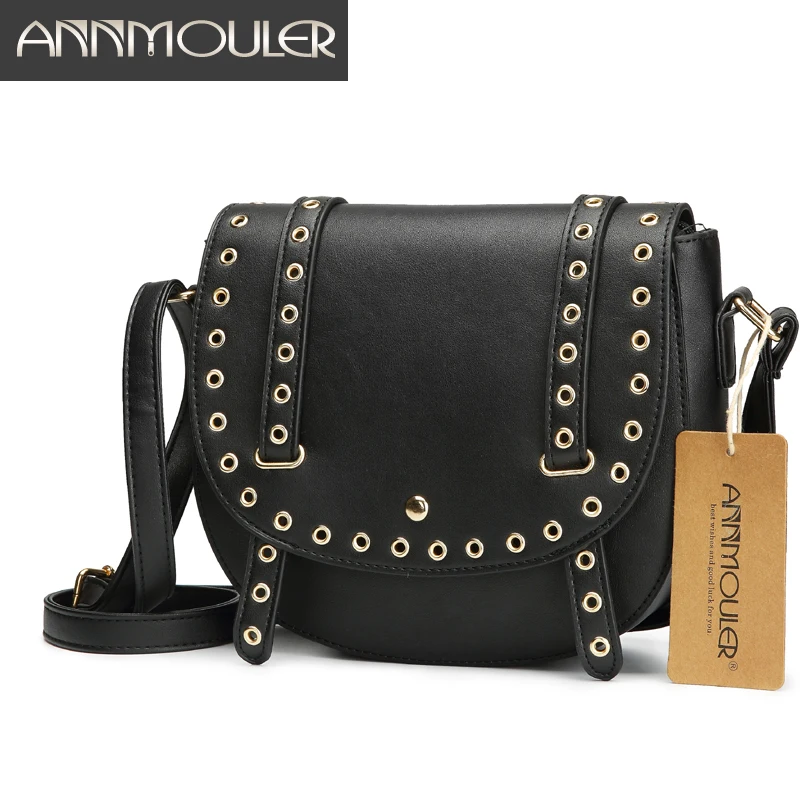 

Annmouler Fashion Women Shoulder Bag Pu Leather Rivet Crossbody Bag 6 Colors Messenger Bag for Girls Women Fashion Purse