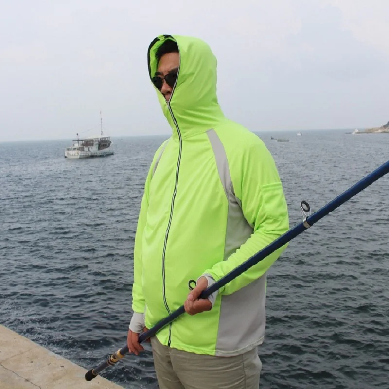 Мужская рыболовная рубашка на молнии с защитой от солнца, пуловер с капюшоном, Быстросохнущий дышащий рыболовный свитер, одежда для пеших прогулок, альпинистская футболка