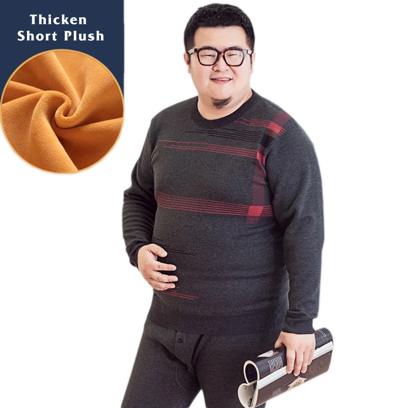 

130kg winter thermal underwear men pajamas sets plus size fashion thicken keep warm pyjamas 5xl long sleeves long johns for male