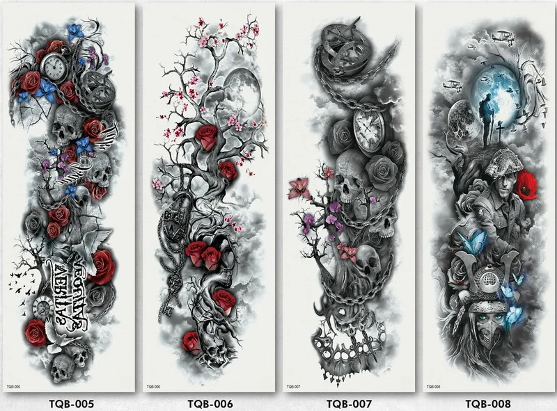 48*17 см Для мужчин полный татуировки на руку армии воин-солдат черная временная татуировка Стикеры большой Водонепроницаемый тату, рутая девочка для боди-арта