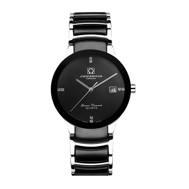 

Luxury Carnival black Ceramic Waterproof watch men Sapphire date quartz wristwatch relogio masculino