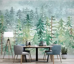 [Самоклеющиеся] 3D снег вид зеленый лес 88 настенная бумага росписи стены печати настенные наклейки