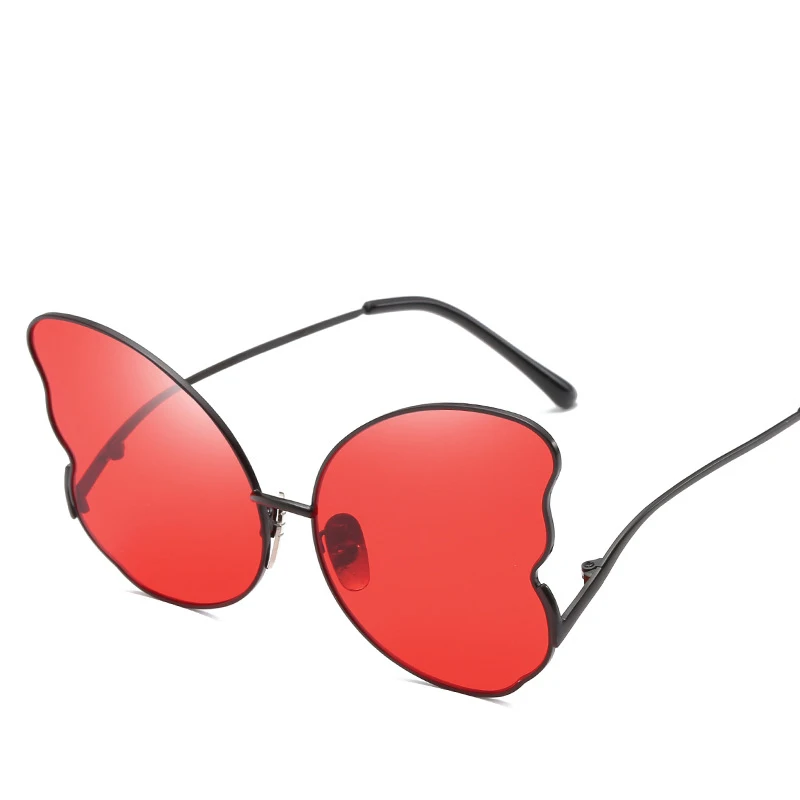 

New Fashion butterfly Sunglasses Women cute sexy retro Cat Eye Vintage luxurious Sun Glasses red female metal frame