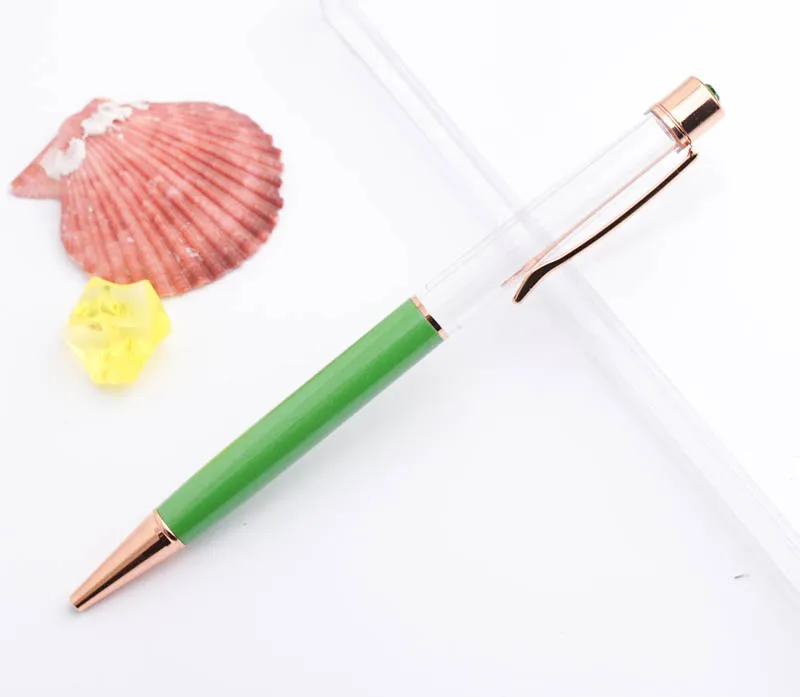 Алмазная на верхней шариковой ручке без масла без золотой фольги Наполняйте себя кристаллической металлической медной подарочной ручкой школьные товары - Цвет: 5 Green
