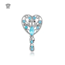 2016 new hearts Silver Turkey Blue Navel Belly Button Ring Rhinestone Bar Heart Star Belly Piercing Body Jewelry