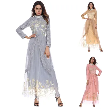 

women dubai abayaTurkish Eid Mubarak Muslim Maxi Dress Trumpet Sleeve Abaya Long Skirt Robe Gowns Tunic BeltY56