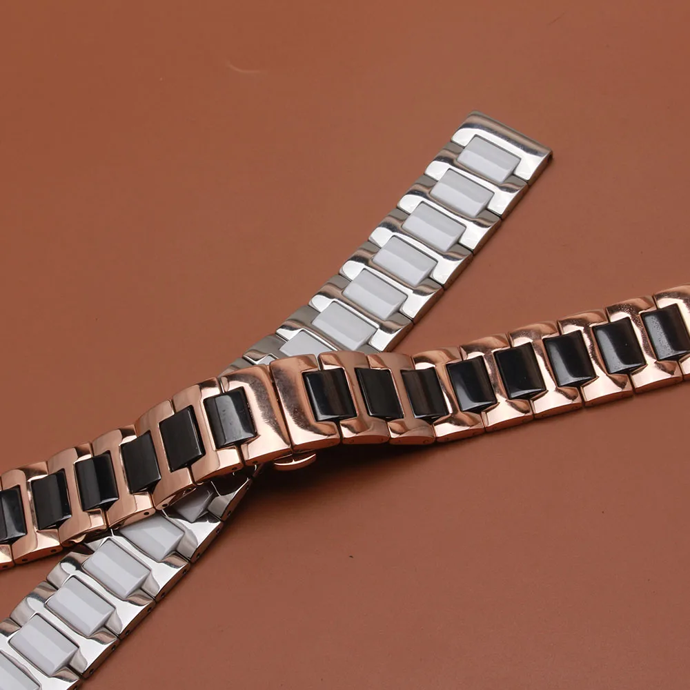 Ремешок из нержавеющей стали wrap керамические часы браслет 14 мм 16 мм 18 мм 20 мм 22 мм Мужские Женские модные часы группа черный белый