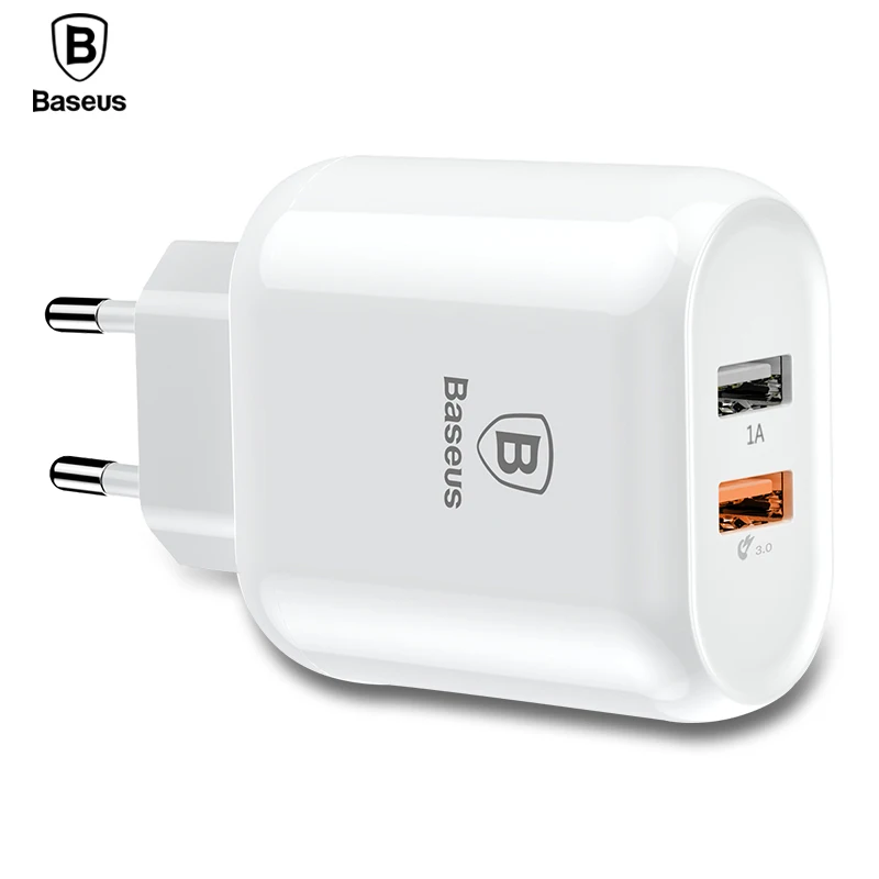 

Baseus Quick Charge QC 3.0 Dual USB Phone Charger For iPhone X 8 Universal Travel Wall USB Charger For Samsung S9 Xiaomi EU Plug