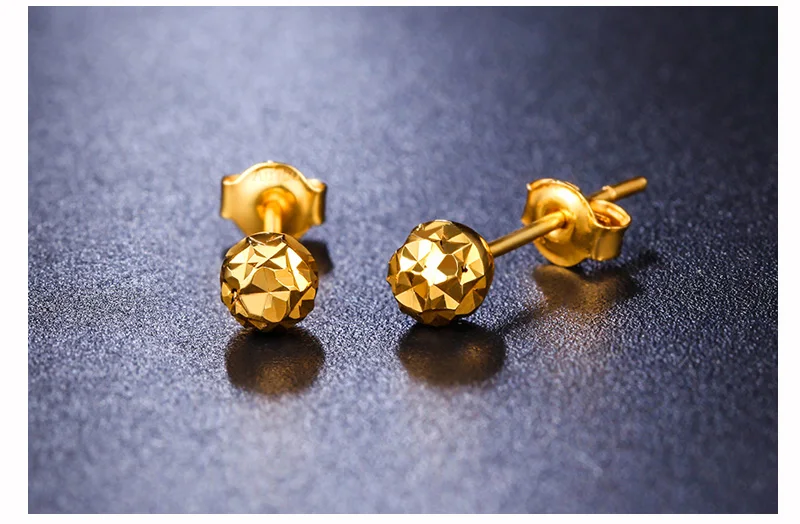18k Gold Earrings Yellow Rose White New Fashion Trendy Women Ball Small Female Engaged Jewelry 2020 Hot Sale Party Classic Good