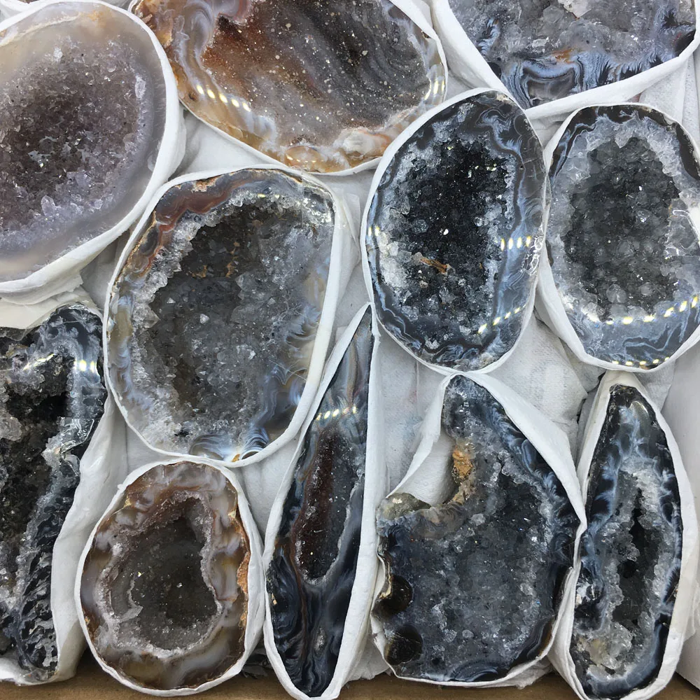 

Wholesale a box natural Healing quartz Crystal Agate Geode Ornament