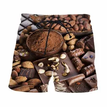 Сладости, шоколад, гайки повседневные шорты Harajuku летние для серфинга шорты унисекс забавные уличная сетка дышащии эластичные для талии шорты