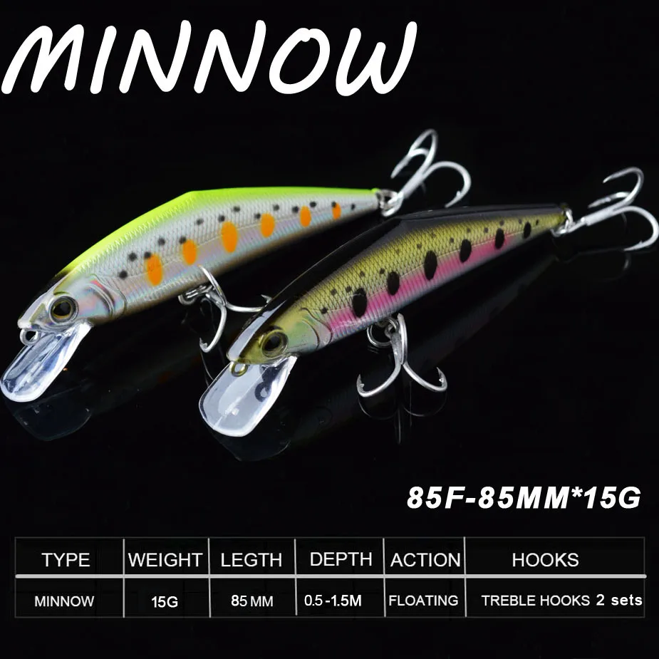 TOMA 85F Minnow Fishing Lure 85mm 15g Floating Hard Baits Iscas Artificial Minnow Wobbler Bass Pike Bait Fishing Tackle