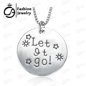 

Wholesale Stamped Necklace Let it go Letter Charm Pendant Necklace for Women Girl Boy Gift 20pcs/Lot #LN1011