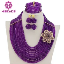 Последние фиолетовые африканские бусы комплект ювелирных изделий для свадьбы ручной работы нигерийские пурпурные бусы комплект ювелирных изделий GS122