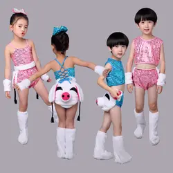 Новый новогодний день детей три счастливых животных мультфильм блестки показать из танцевальные сценические костюмы