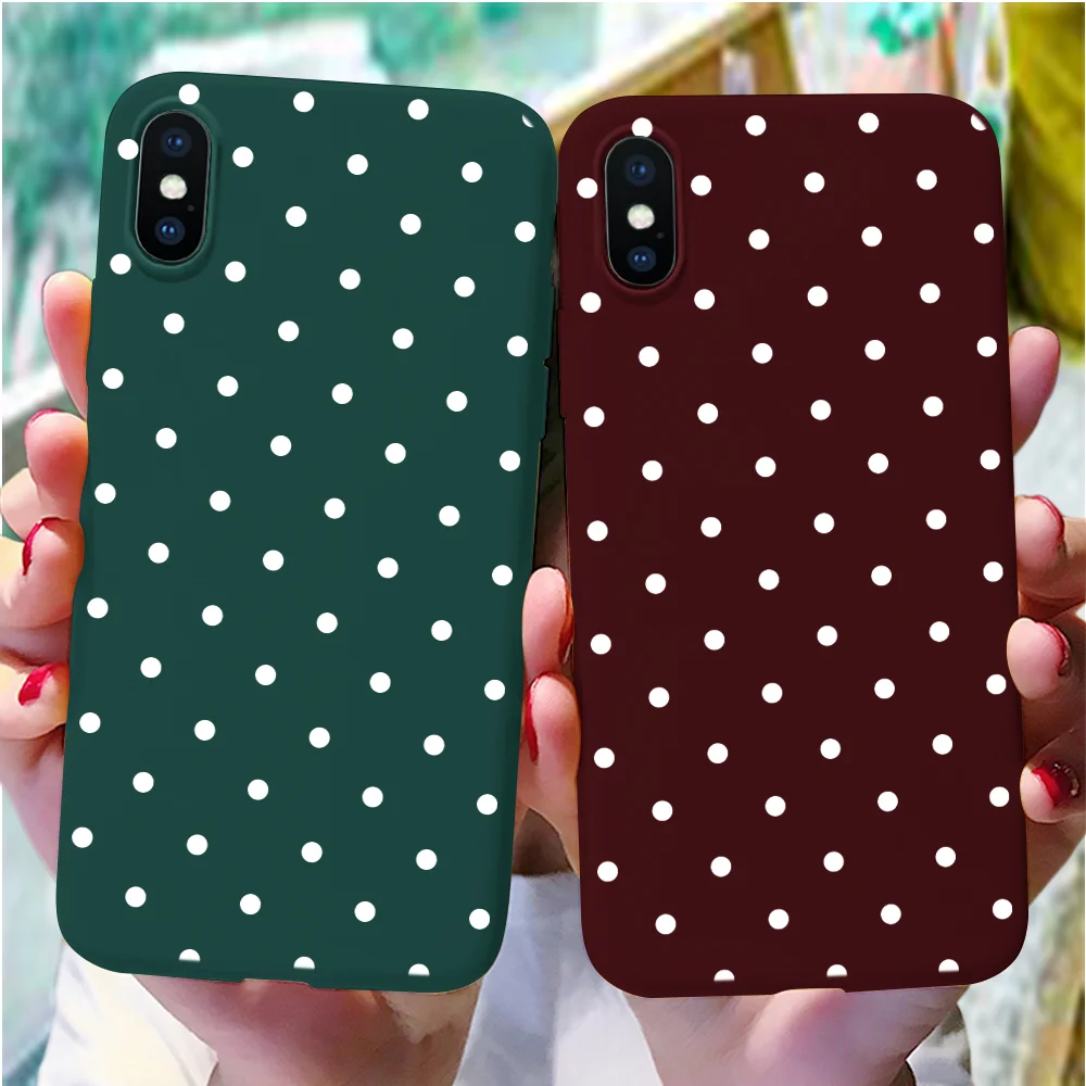 

Colorful Color Dots Polka Geometric Simple Soft TPU Case For iPhone 7 8 6S 6 Plus Red Couple Cover For iPhone X XS Max XR Coque