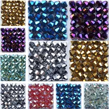Чешский бисер бисером 100 шт./пакет 4 мм, украшенные разноцветными кристаллами конусообразные бусины незакреплённые бусины разных цветов, сделай сам, ювелирное изделие граненые Стекло кристаллы Бисер Spacer