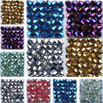 

Czech Seed Beaded 100pcs/bag 4mm Colorful Crystal Bicone Loose Bead Multicolor DIY Jewelry Faceted Glass Crystals Beading Spacer
