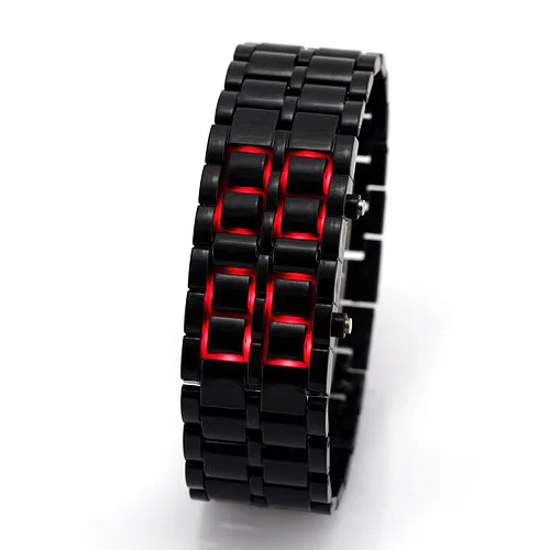 

New Fashion Men Women Lava Iron Samura LED Faceless Bracelet Watch Wristwatch Digital Watch Bangle Case Military Wristwatch