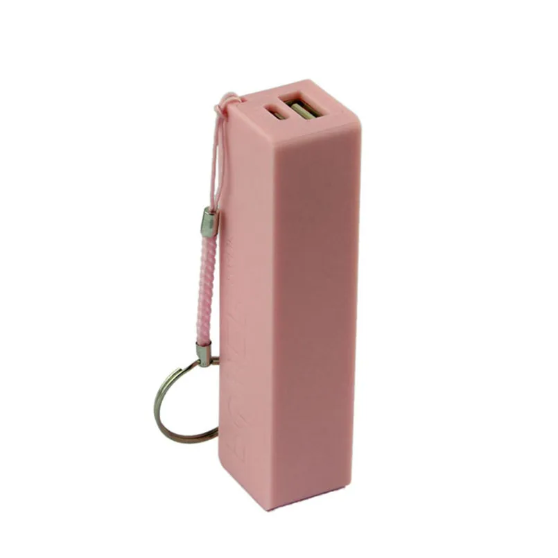 

2019 Portable Mobile Power Bank Case External Backup 18650 Battery Charger With Key Chain Carregador Usb For Mobile Phone Pink