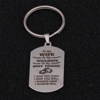

"To My Wife Soulmate I Love You"Keychain Jewelry 3 Colors Fashion Stainless Steel For Wife Birthday Souvenir Bag Charm Key Chain