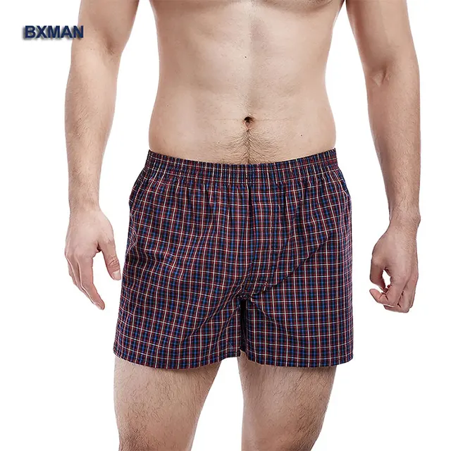 bxman Male Boxer Shorts Plaid Woven Cotton Men Underwear Boxers High ...