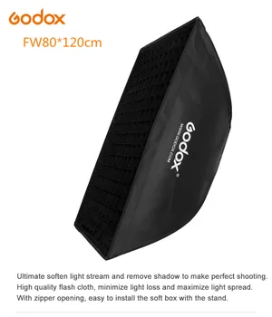 

Godox softbox 80*120cm 32"x 47" Portable Rectangular Honeycomb Grid Softbox soft box with Bowens Mount for Studio Flash