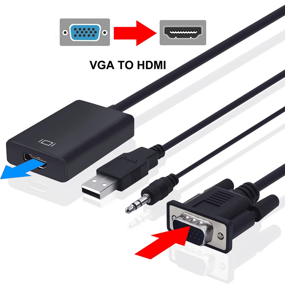 Новый HD + Аудио ТВ AV HDTV Видео кабель конвертер адаптер аудио провод VGA выход HDMI 1080P