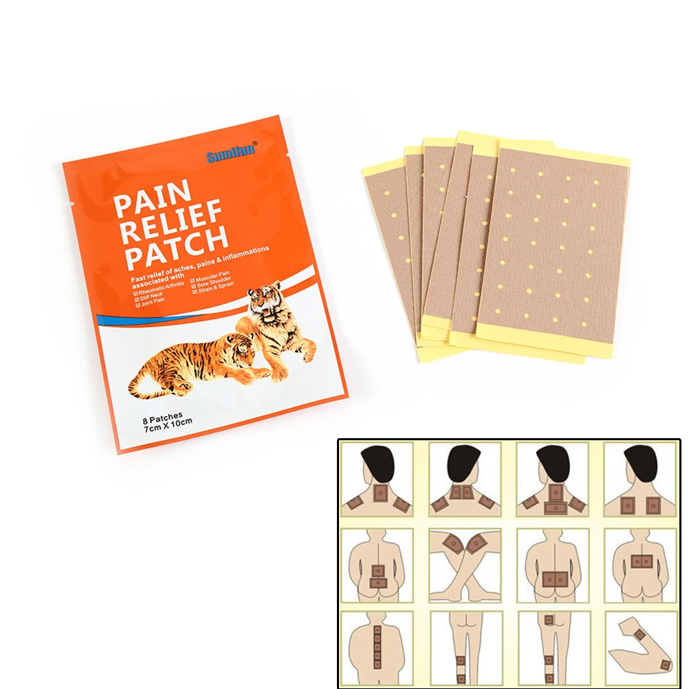 

8Pcs/Lot Chinese Traditional Pain Relief tiger Pain Patch Magnet Medical Plaster Back Pain Patch Knee Joint Pain Relief