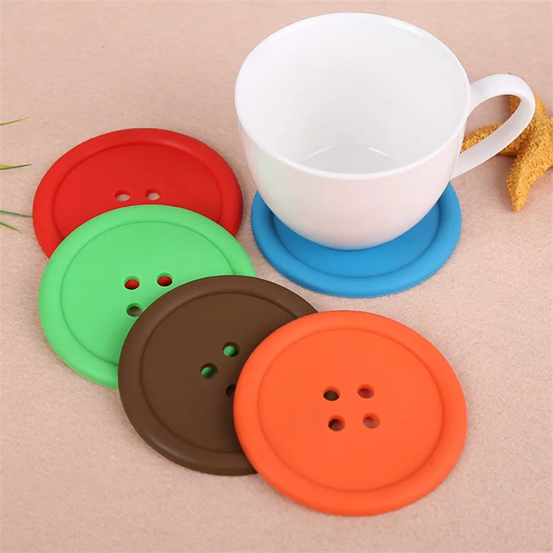 

1 PCS Colorful Silicone Table Placemat 11cm Creative Button Coaster Home Decor Sweet Cup Coasters Cup Mat Wad Pot Insulation Pad