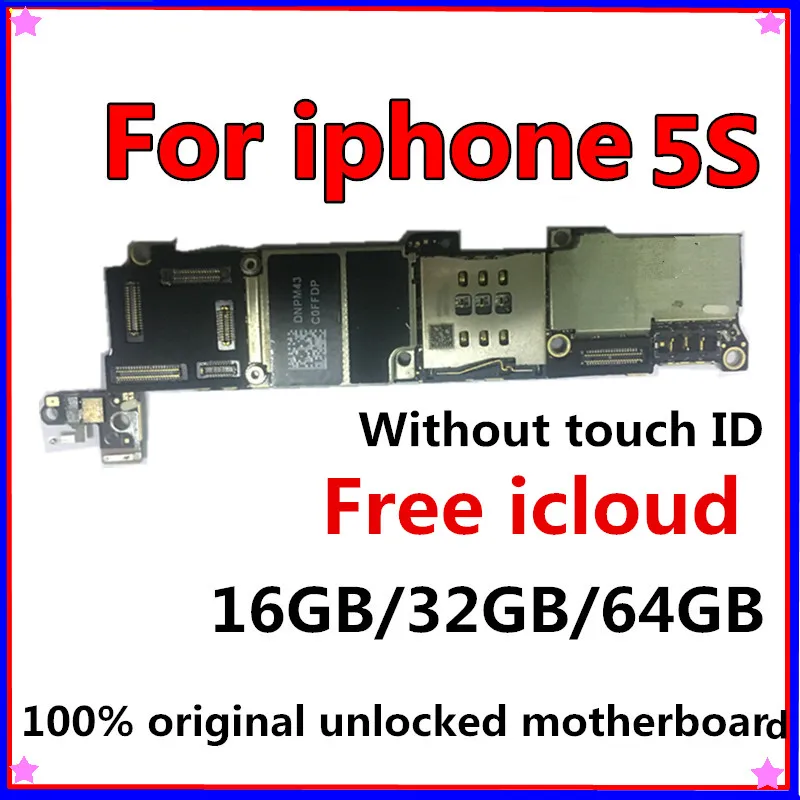 Оригинальная разблокированная материнская плата для iphone 5S без сенсорного ID/с сенсорным ID, для iphone 5S логические платы, 16 ГБ/32 ГБ/64 ГБ