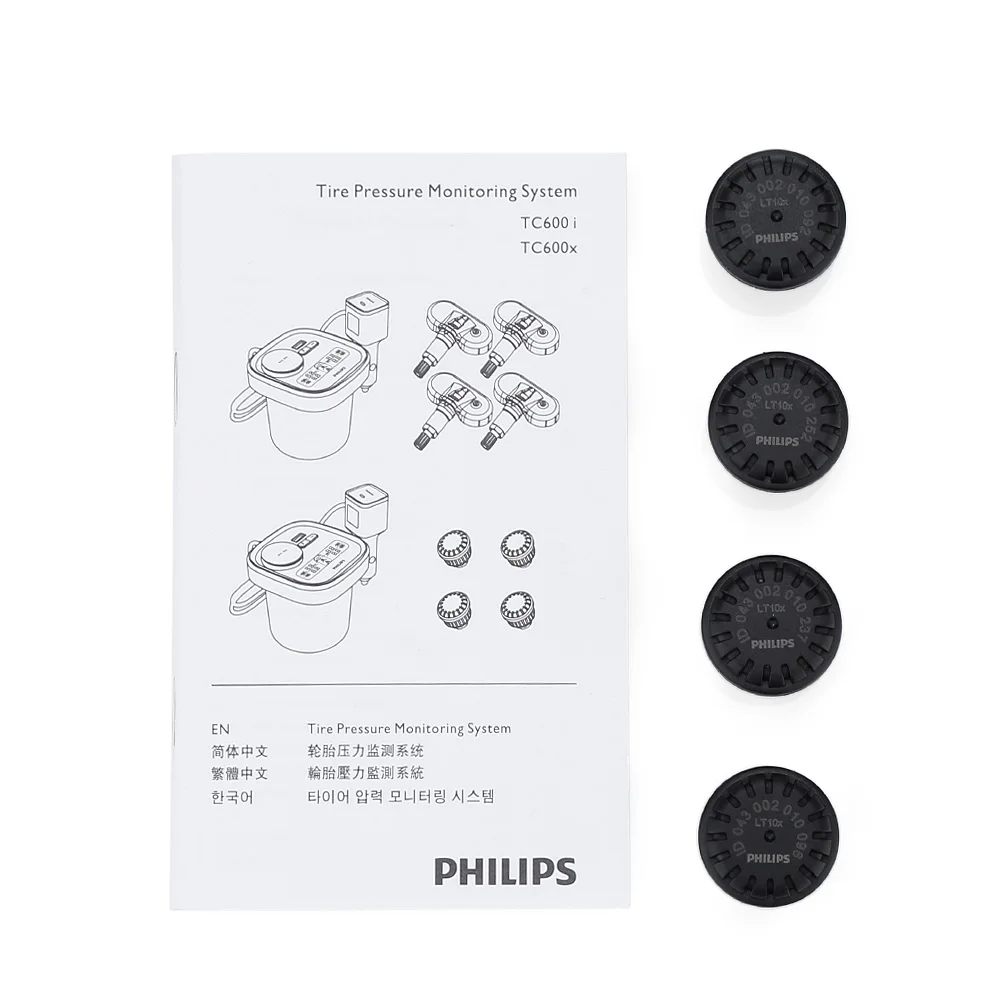 PHILIPS TPMS Auto Tyre Pressure Monitoring System with 4 External Sensors Cup Shape Car / USB Charger