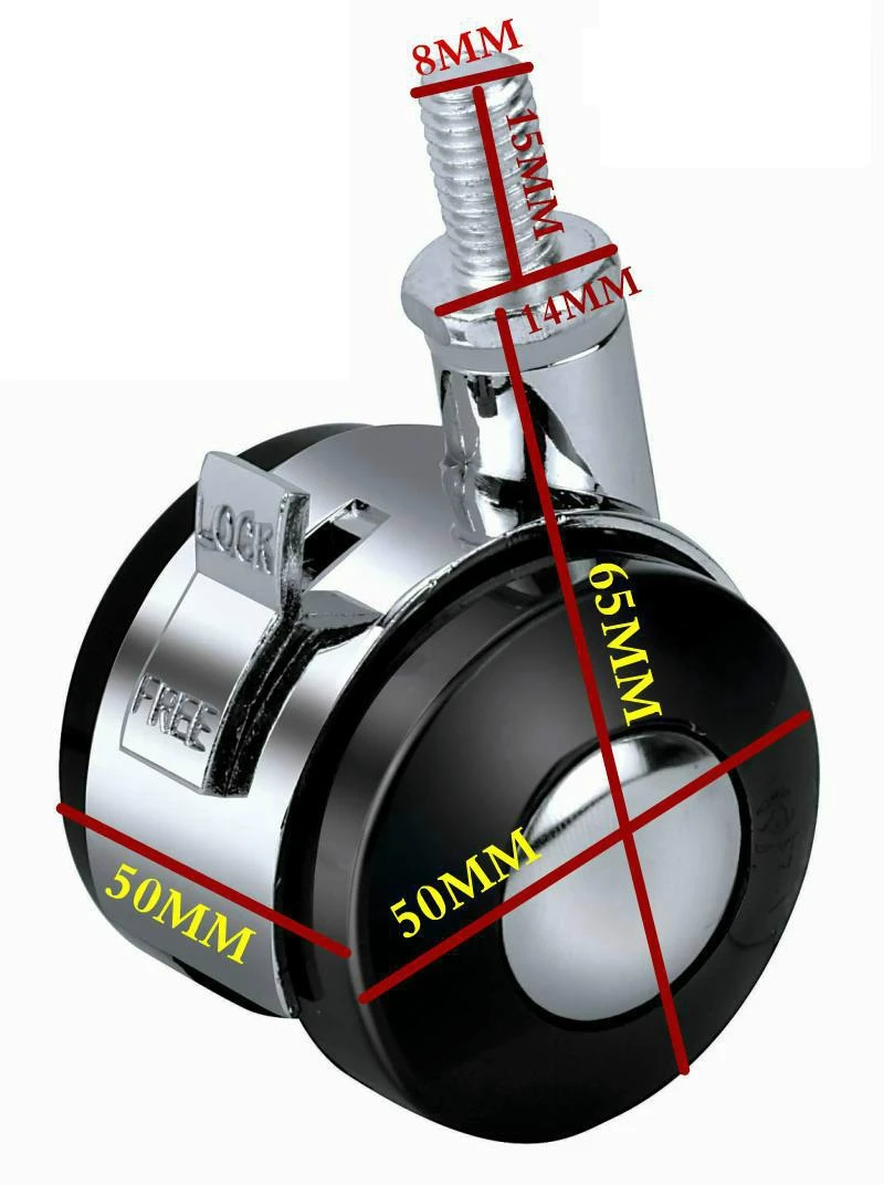 Высокое качество, 2 дюйма, M8, офисная мебель, колеса, шкив, компьютерный стол, стул, поворотные ролики, колеса из сплава с вращающимся тормозом