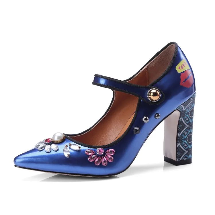 Mljuese Otoño Tacones Mujeres Altos Janes Silver Color 2018 Estrecha Cuadrado Punta Bombas Tacón Primavera Azul Mary Tamaño 40 blue Cristal 34 rgqWrcABw