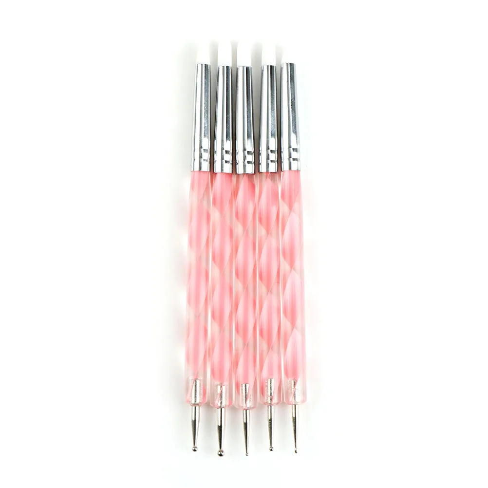 5pcs/8pcs 2 Way Pottery Clay Ball Styluses Tools Polymer Clay Sculpture Tool Nail Art Tools Silicone Color Shapers Dotting Tool