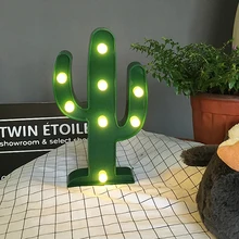 Holiday theme Ornaments Chic Natural Green Plants Tree The cactus Table Lamp ABS Plastic Nightlight Patio Evening Party Supplier