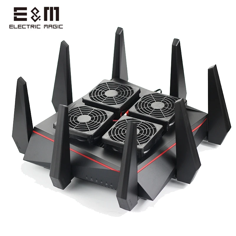 

E&M 4 Cooling Fans Router Heat Radiator USB Power Ultra Silent Dissipate Temperature Control For RT-AC5300 R7900 R8000 AC5300