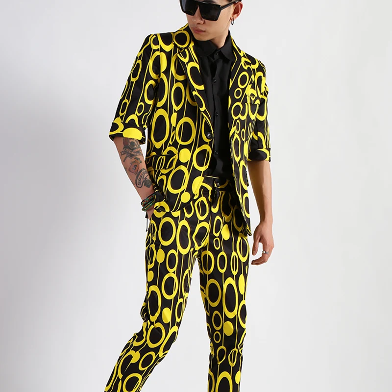 

M-6XL! Big yards men's clothing Round vision in the sleeve outfit spring and summer in the sleeve suit slim stylish men's suits