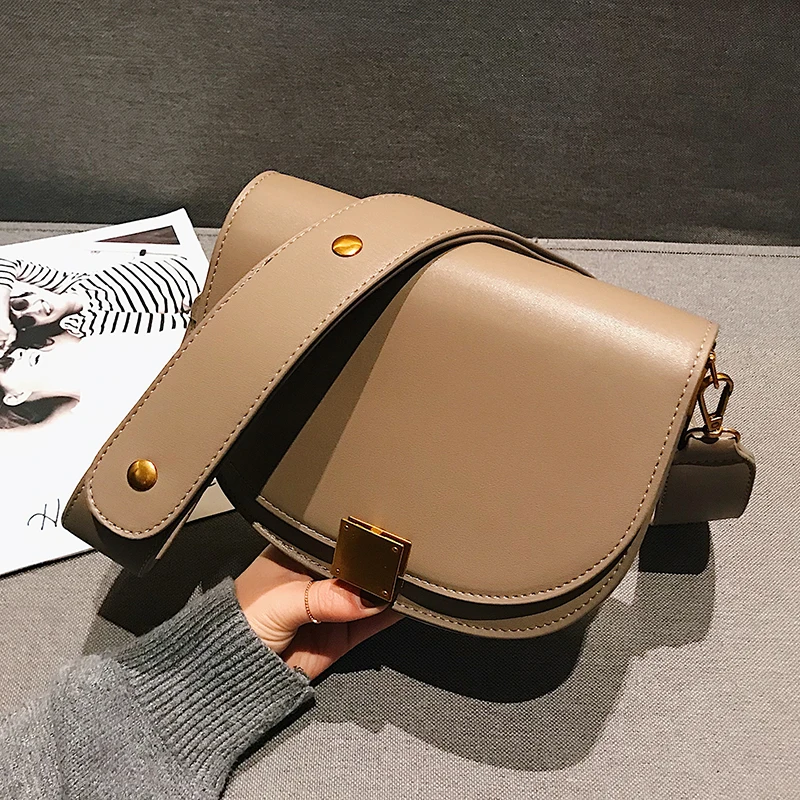 

Fashion PU Leather Saddle Bag Woman Luxury Brand Shoulder Bags Small Round Handbag Spring and Summer Crossbody Messenger Bags
