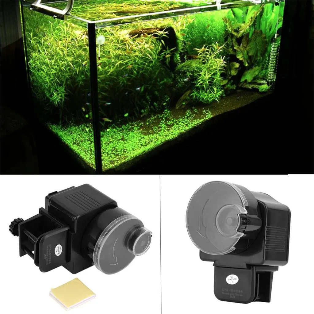 Adjustable Automatic Fish Feeder Aquarium Timer Auto Fish Tank Pond Food Feeder Feeding with Digital LCD Auto Feeders