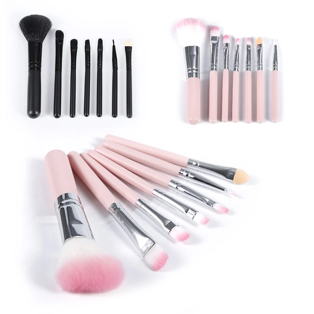 

Newest 7pcs/set Mini Size Makeup Brush Kit 2 Colors Eye Lip Powder Foundation Cosmetic Multifunction Brush Tools Soft Hair