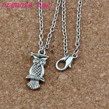 

24pcs / lot Zinc alloy Dr. Owl Charms Pendant Necklaces 18 inches Chains Jewelry DIY A-237d