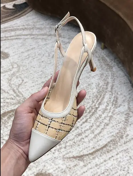 

New shallow mouth white high-heeled mesh yarn with baotou sandals female fairy fashion pointed stiletto women's shoes